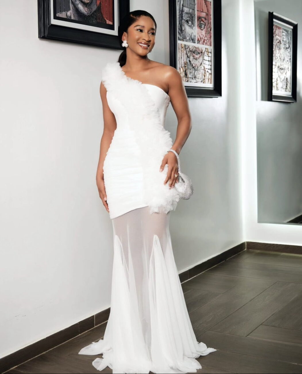 Adesua Etomi in a gorgeous white dress.