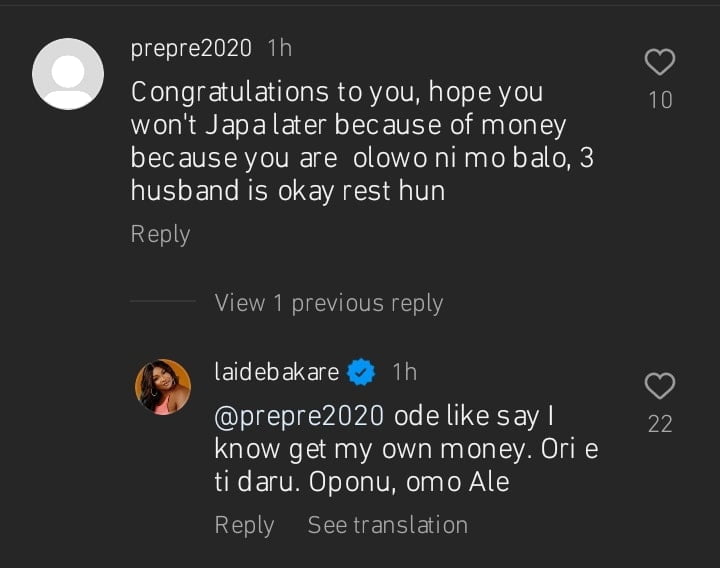 Troll questions if Laide Bakare wouldn't leave her new man