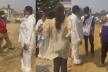 Toyin Abraham visits victims of Ibadan explosion