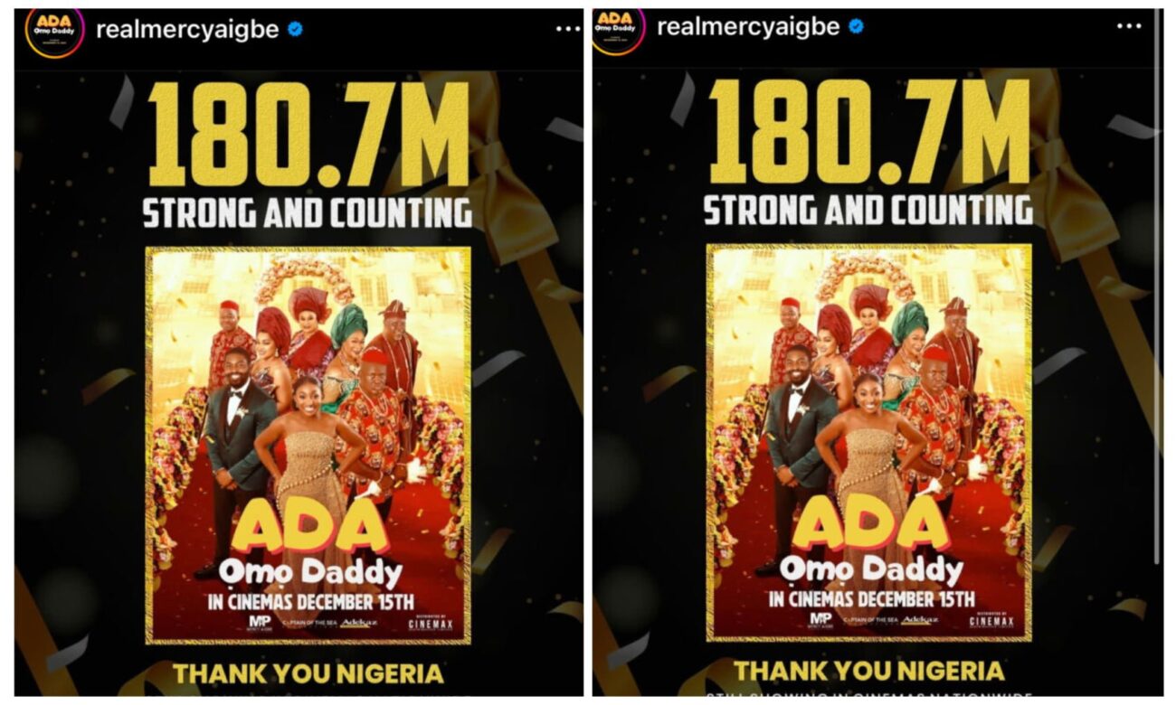 Mercy Aigbe's post about Ada Omo Daddy hitting a major milestone.