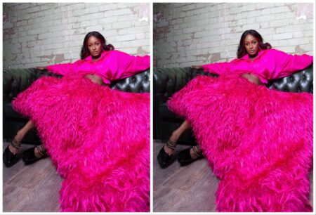 Dj Cuppy rocking pink outfits.