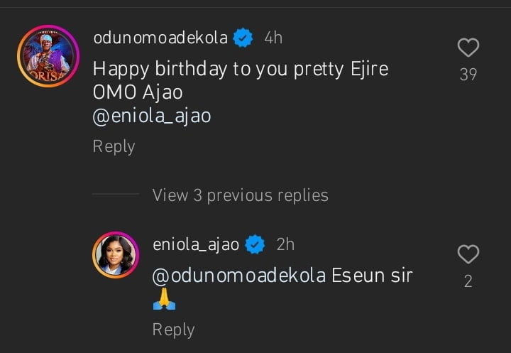Odunlade Adekola celebrates Eniola Ajao birthday