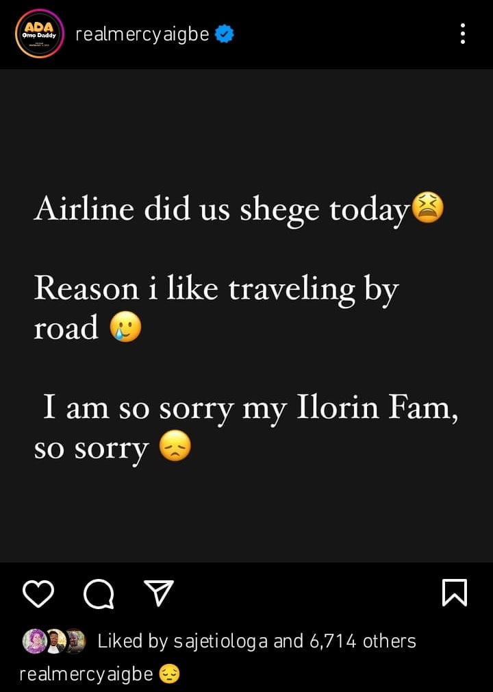 Mercy Aigbe laments over Airline