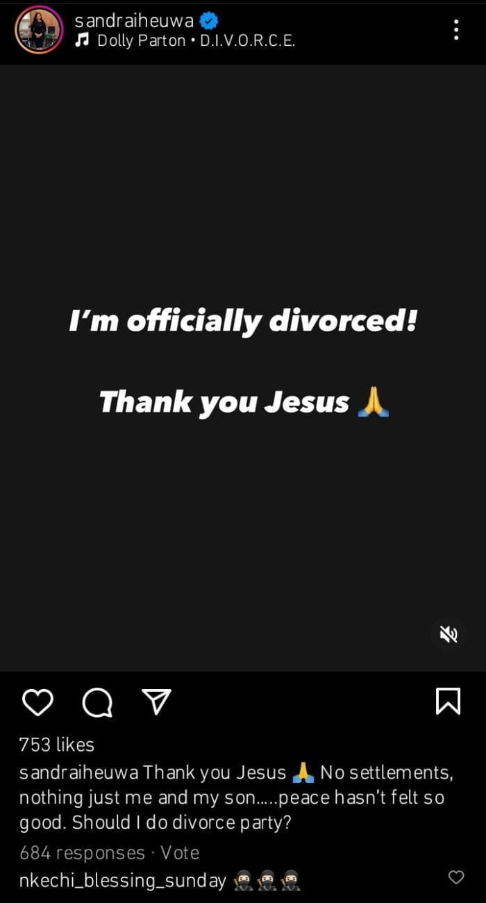 Sandra Iheuwa is officially divorced 