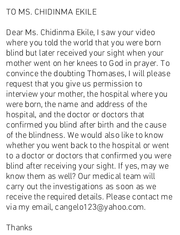 Catholic Priest challenges Chidinma Ekile