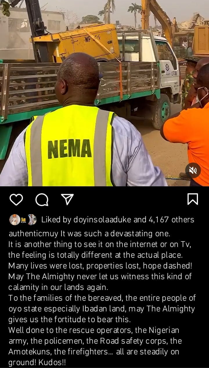 Muyiwa Ademola visits Ibadan explosion scene