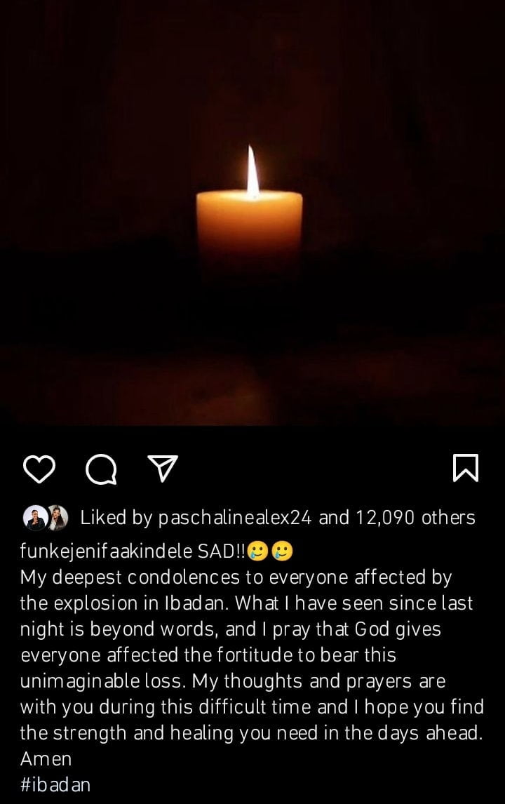 Funke Akindele sympathizes with Ibadan explosion victims