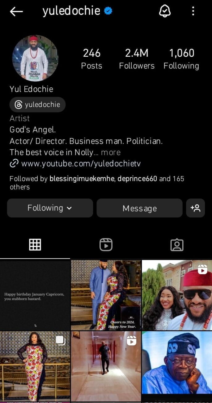 Yul Edochie deletes posts about May Edochie