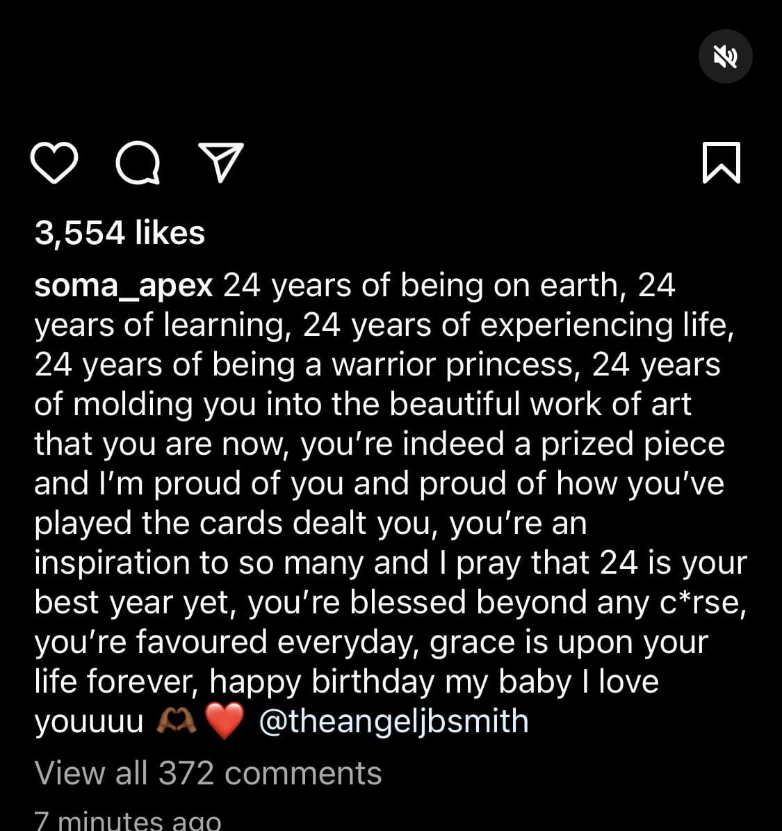 Soma’s cute post for Angel on her birthday.