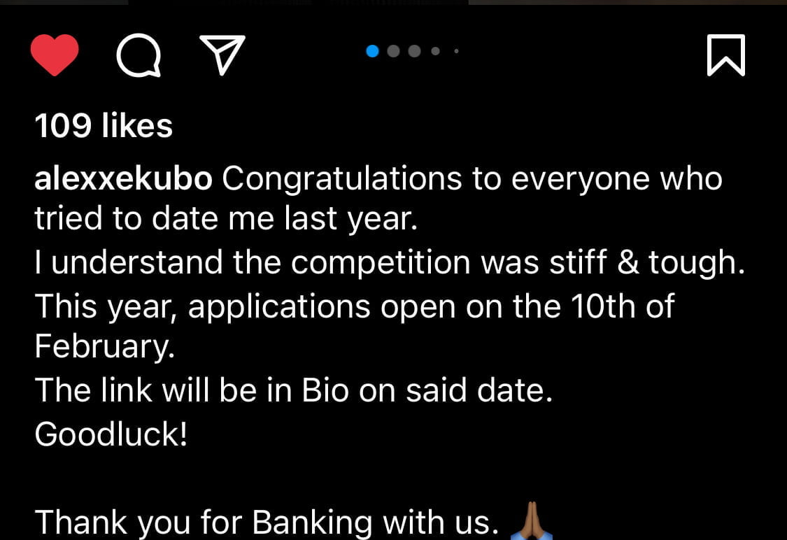 Alex Ekubo’s hilarious message to his admirers.