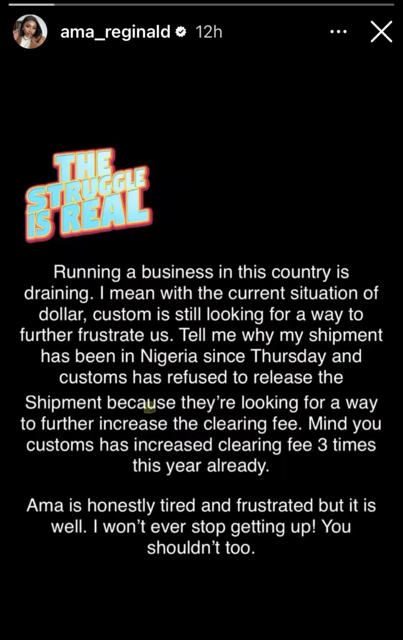 Ama Reginald cries out over the clearing fee at Customs and how they gave delayed her goods.