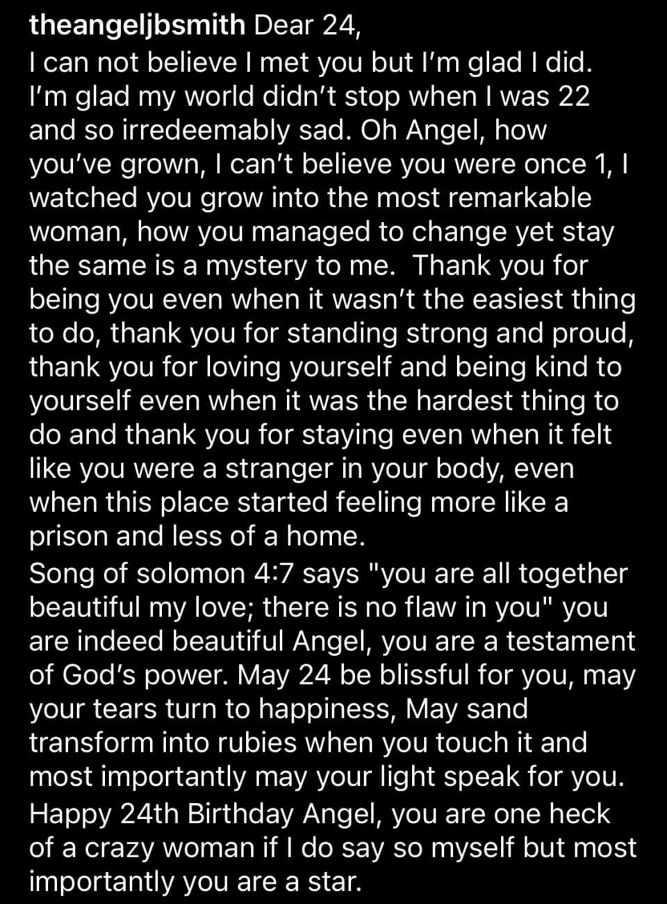 BBNaija’s Angel’s birthday message to herself.