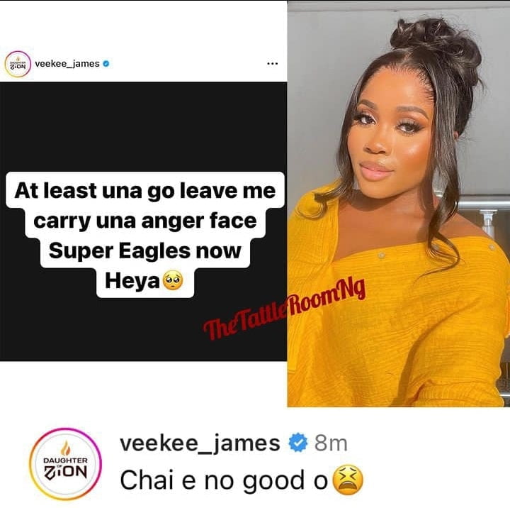 Veekee James reacts to Super Eagles' loss