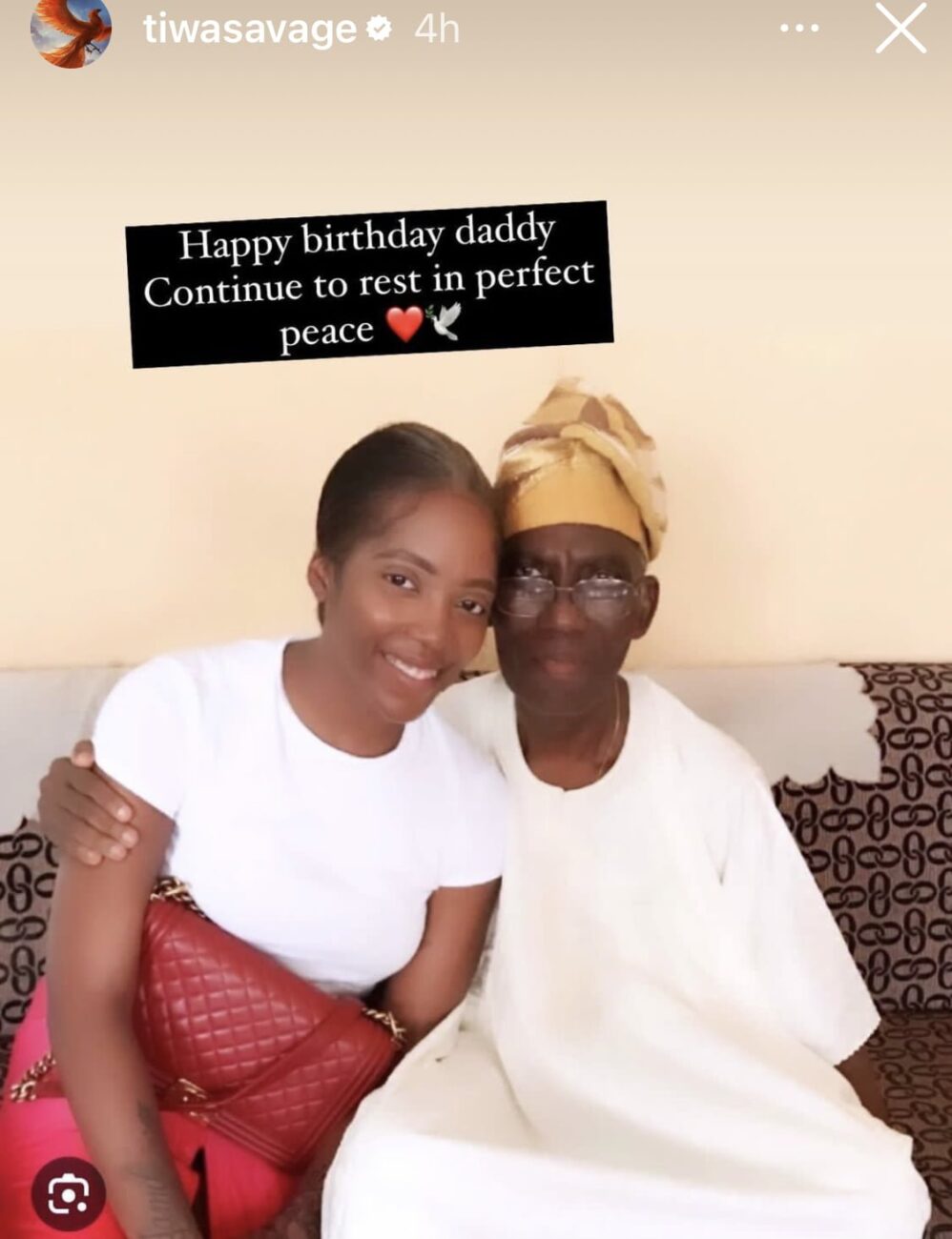Tiwa Savage’s post humous birthday message for her dad.