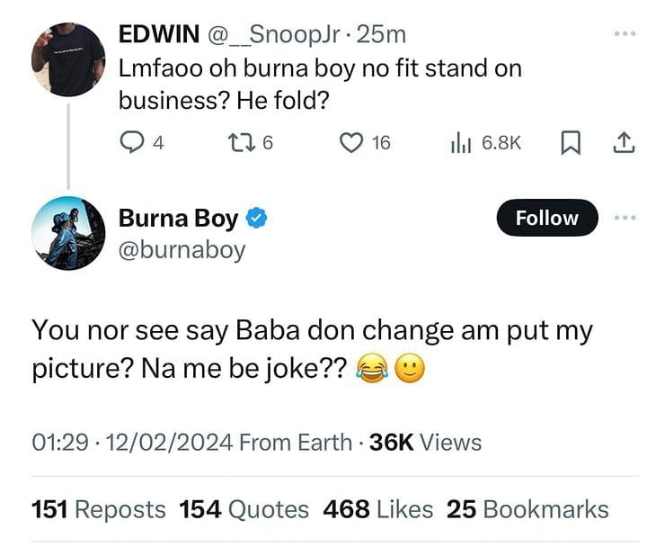 Burna Boy calls Davido a joke