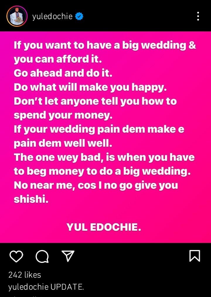 Yul Edochie advises intending couples