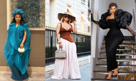 Toke Makinwa in outfits that represent the rich aunty trend.