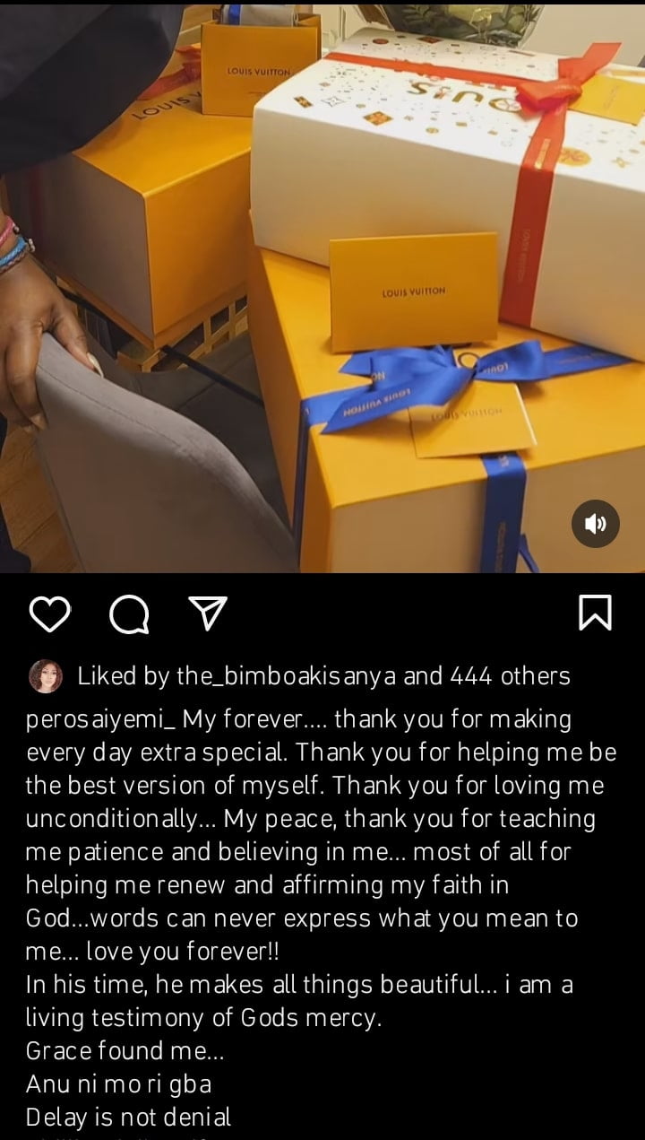 Pero Osaiyemi appreciates lover as she shows off her valentine gifts