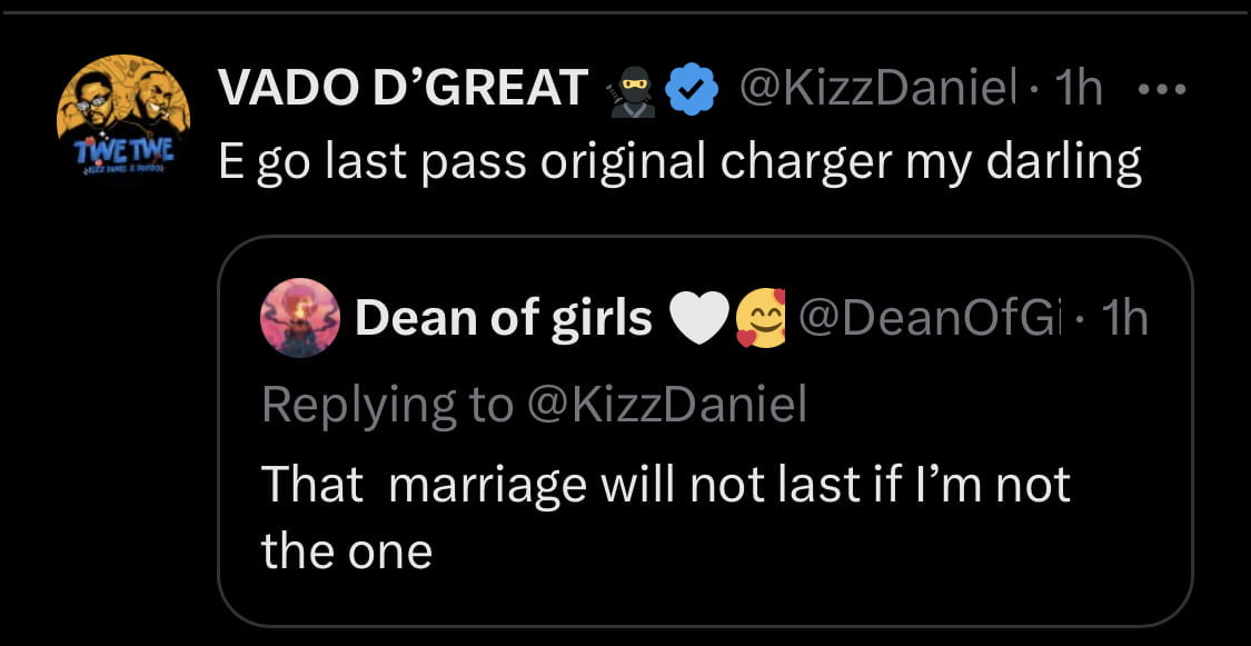 Kizz Daniel floors netizen who said his marriage won't last.