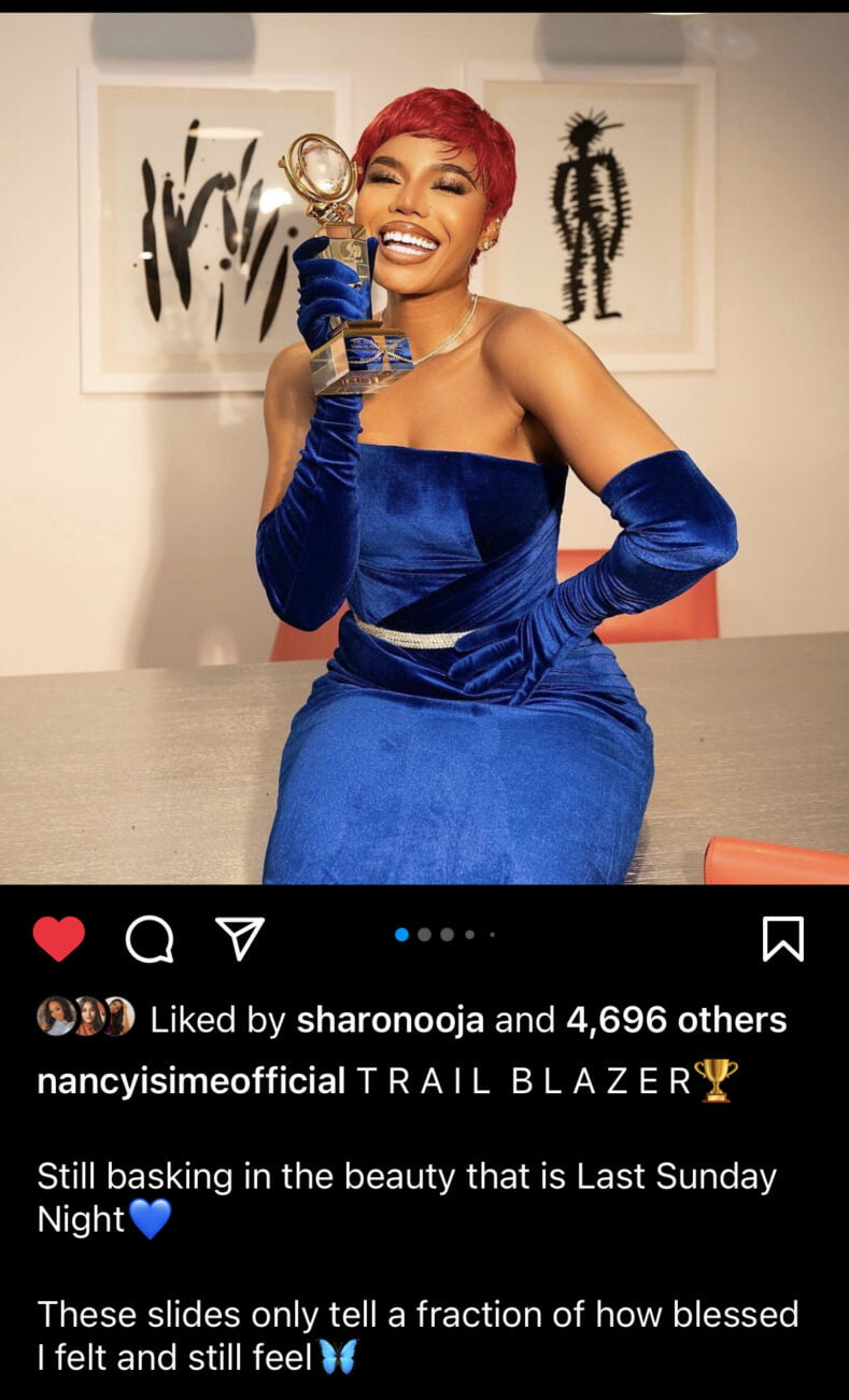 Nancy Isime celebrates receiving TrailBlazer award.