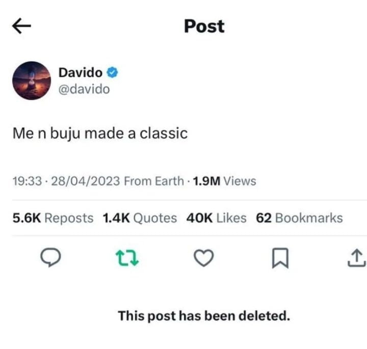Davido deletes tweet about Buju BNXN