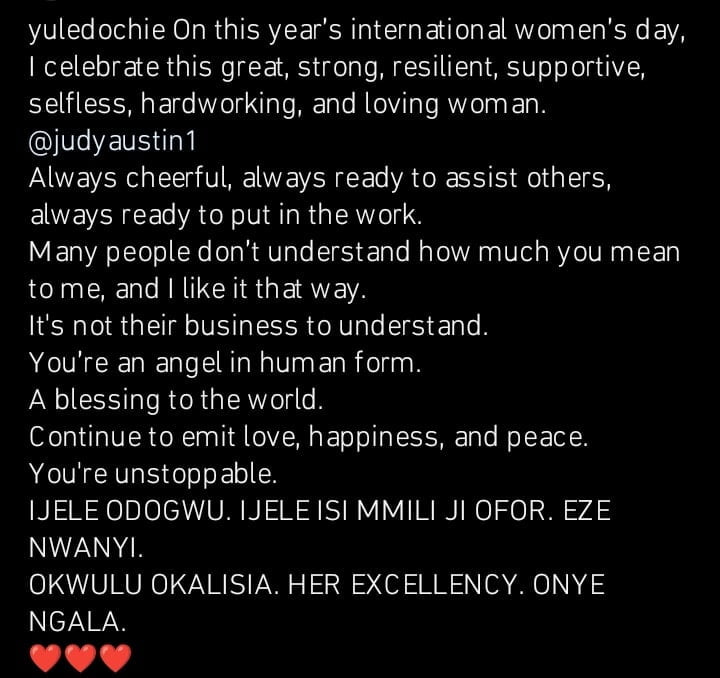 Yul Edochie celebrates Judy Austin on International Women's Day