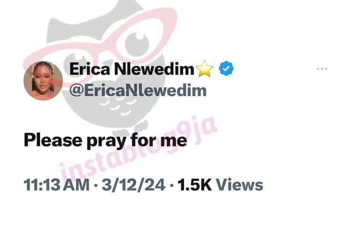 Erica Nlewedim begs for prayers