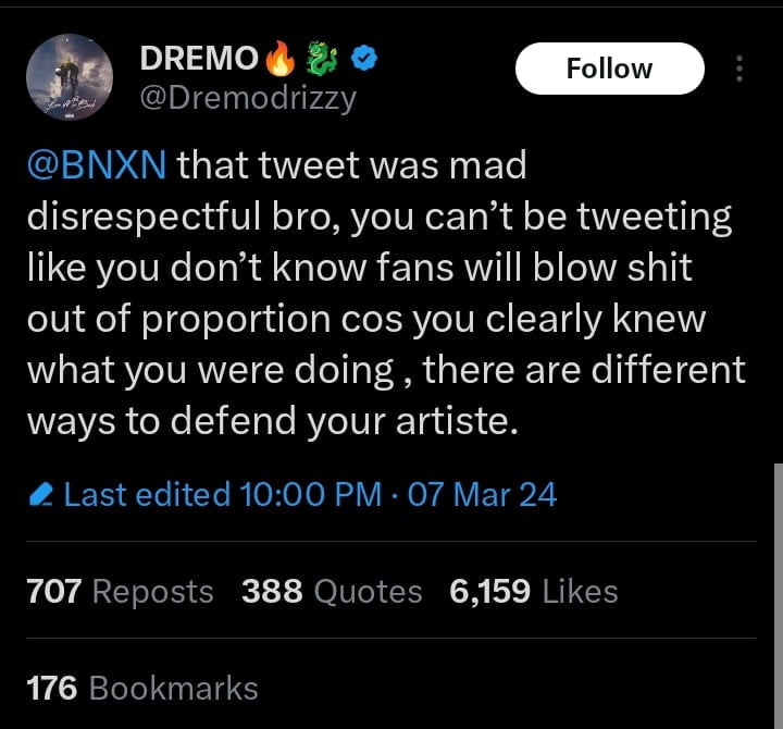 Dremo slams BNXN over shading Davido's tweet