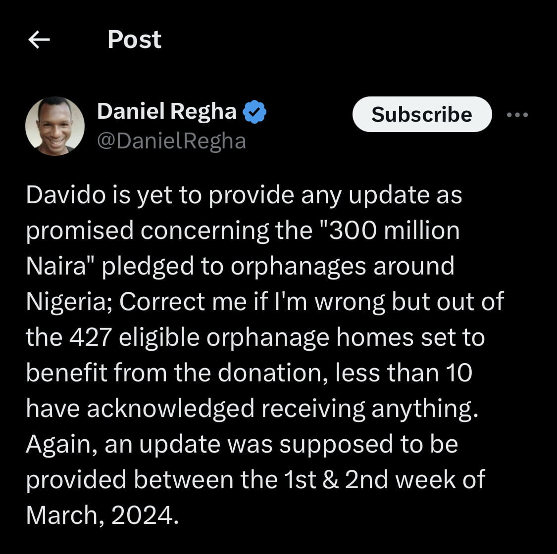 Daniel Regha calls out Davido.