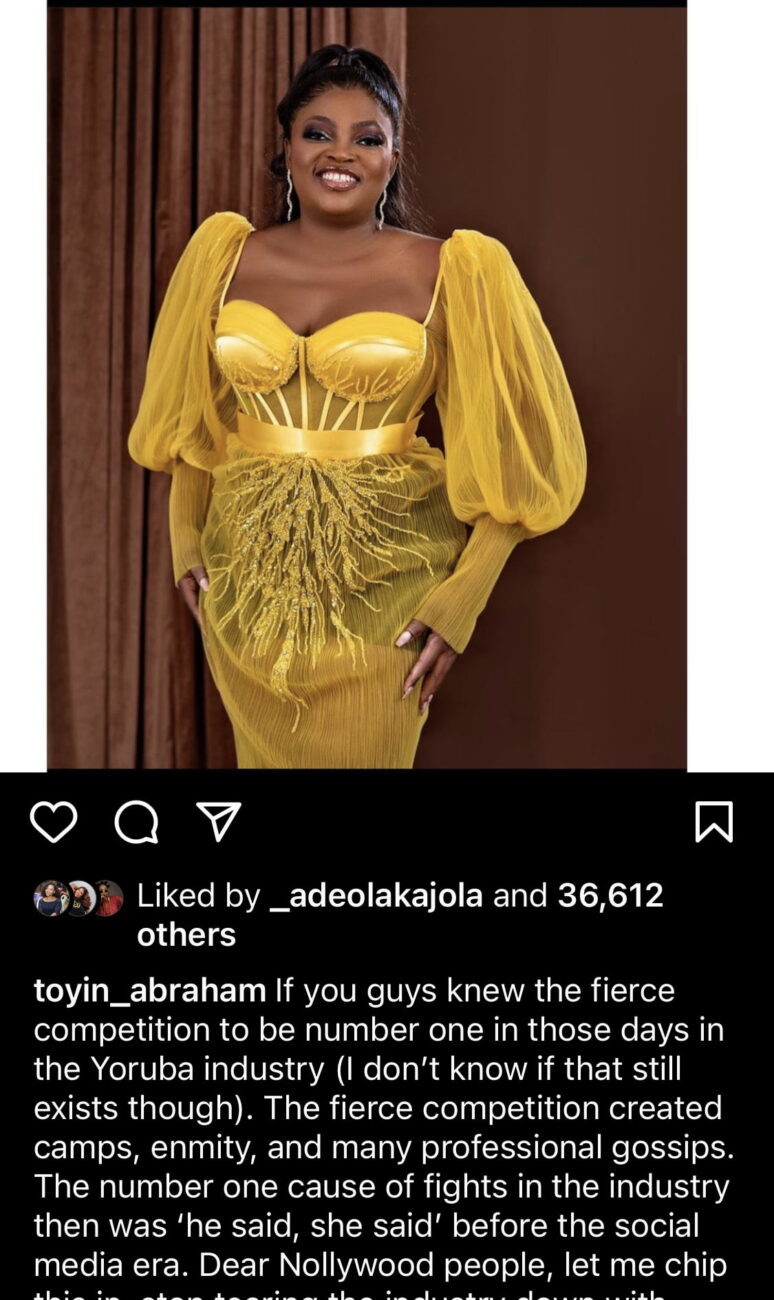 Toyin Abraham extends an olive branch to Funke Akindele.