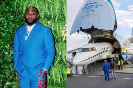 Davido jet lands in Lagos