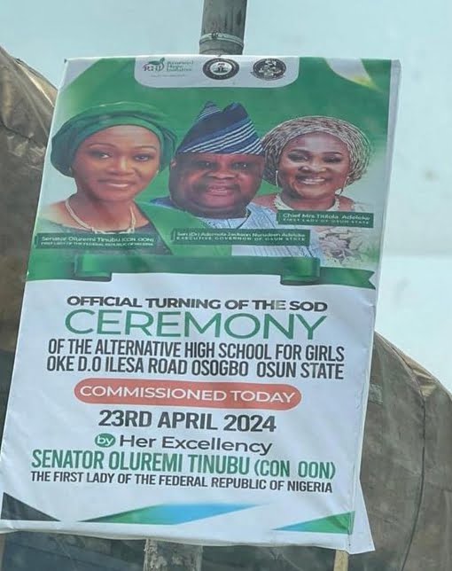 Governor Adeleke's wives print different posters