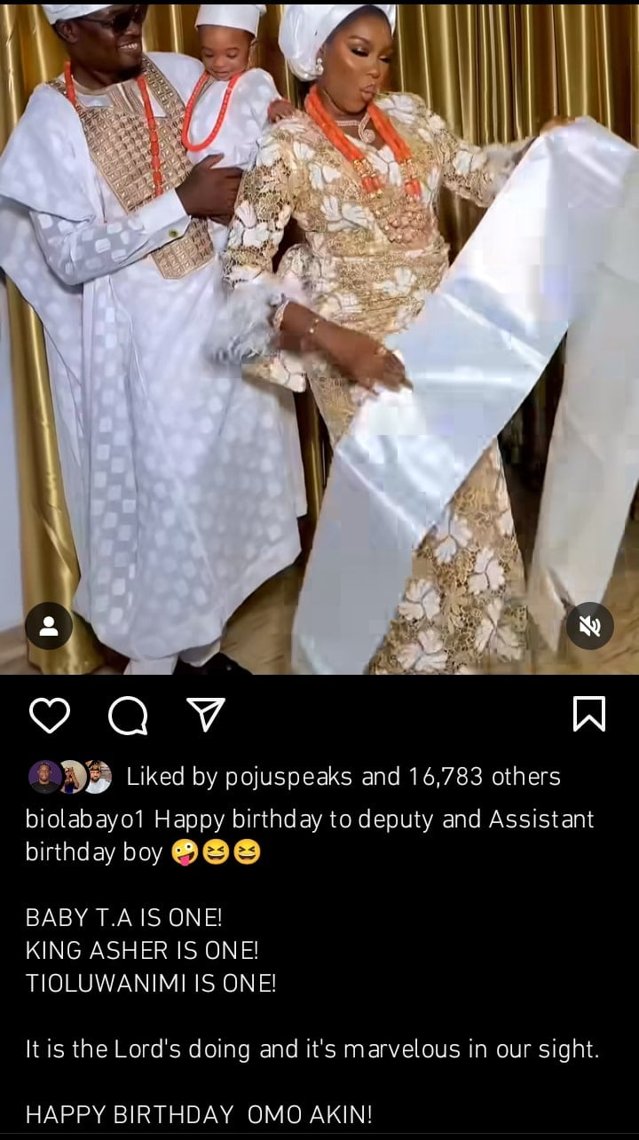 Biola Bayo celebrates son as he turns one 