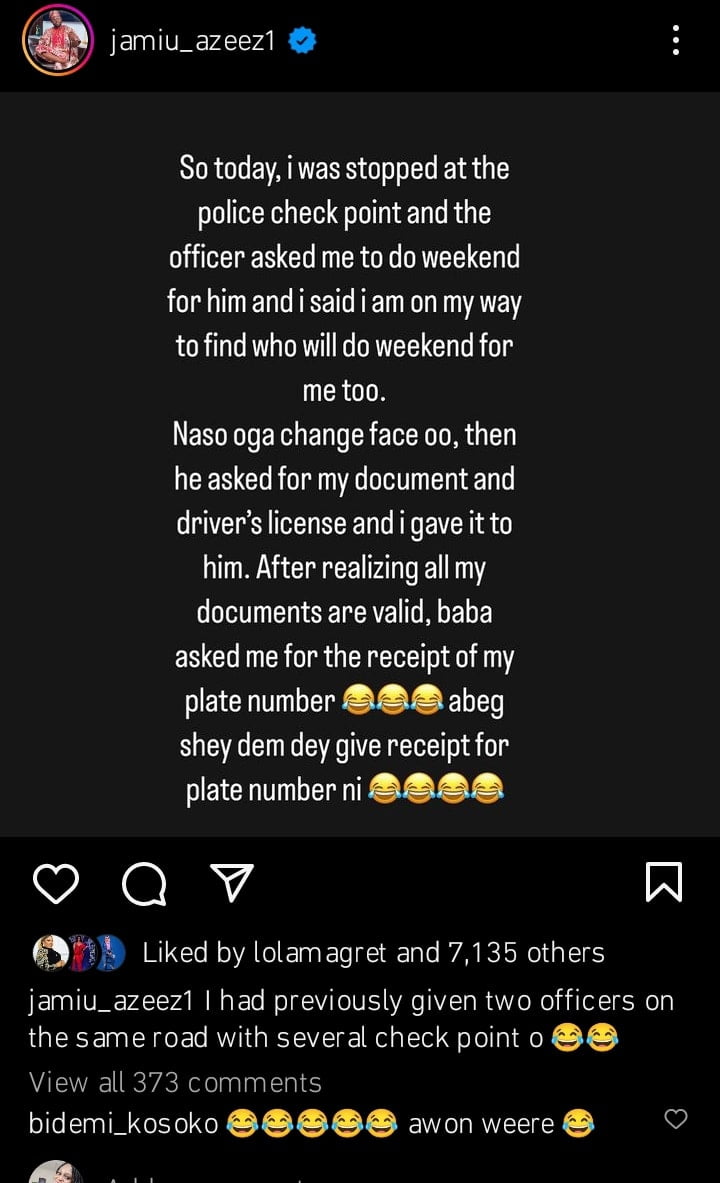 Jamiu Azeez shares his experience with police officer