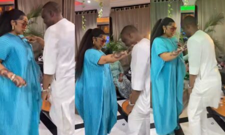 netizes react to a video of Rita Dominic and her husband dancing.