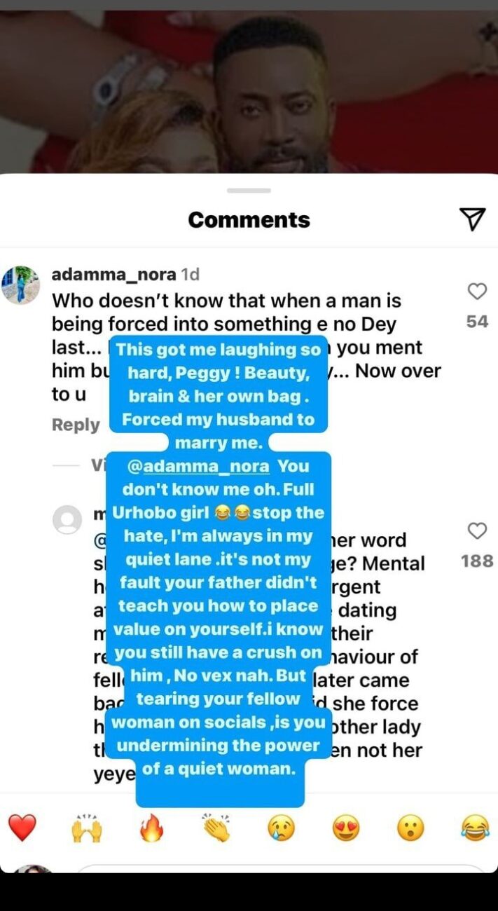 Between Peggy Ovire and lady who claimed she forced husband into marriage