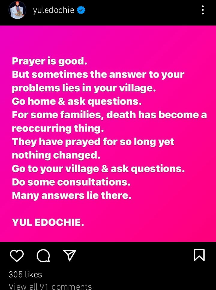 Yul Edochie says some problems lies in the village 