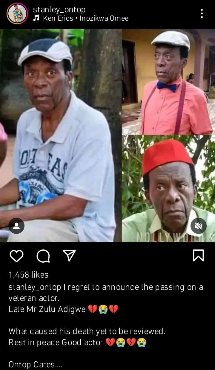 Pa Zulu Adigwe is dead