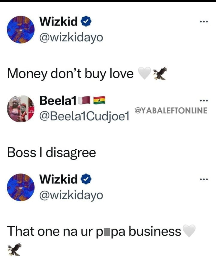 Fan disagrees with Wizkid over love