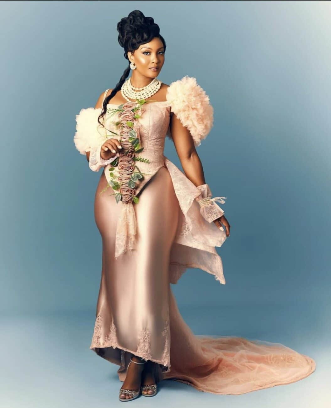 Osas Ighodaro in a silk number.