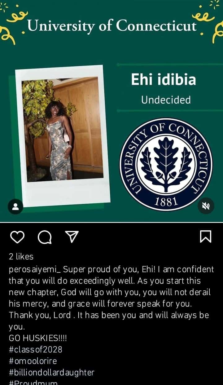 Pero Adeniyi prays for daughter as she gains admission to University
