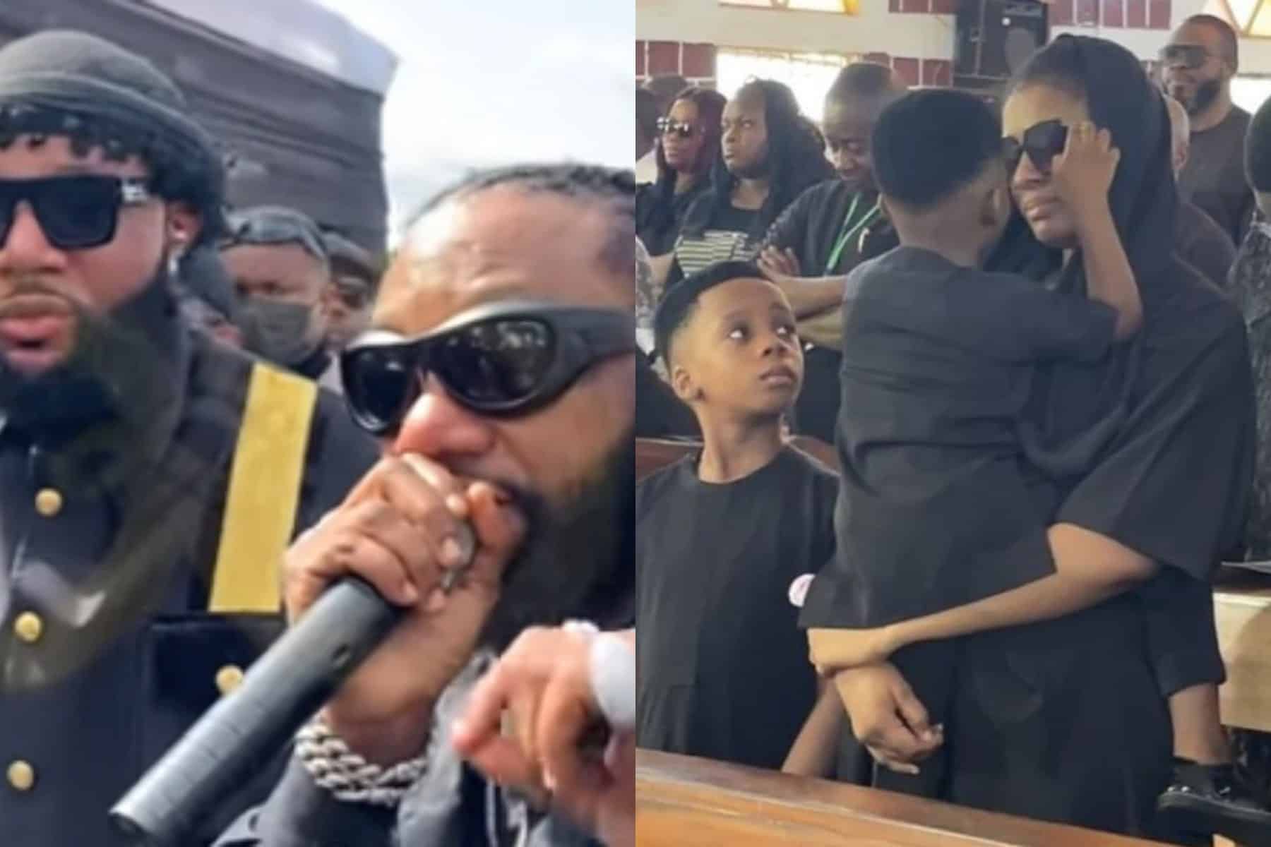 E-Money and brother KCee make promise to Junior Pope’s family at his funeral (Video)