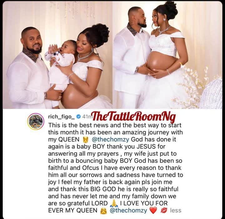 Chomzy and husband welcome first child 