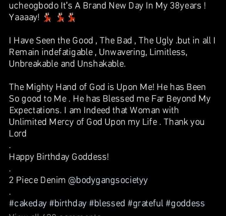 Uche Ogbodo celebrates 38th birthday