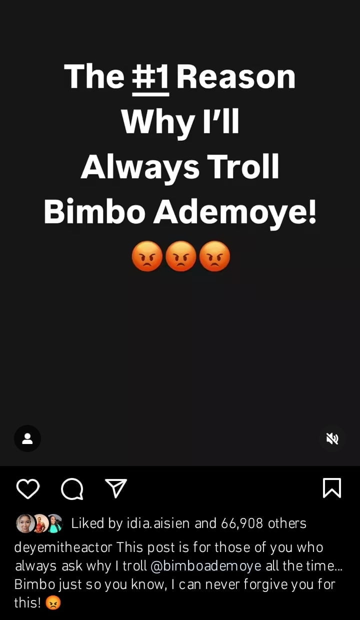 Deyemi Okanlawon reveals why he trolls Bimbo Ademoye