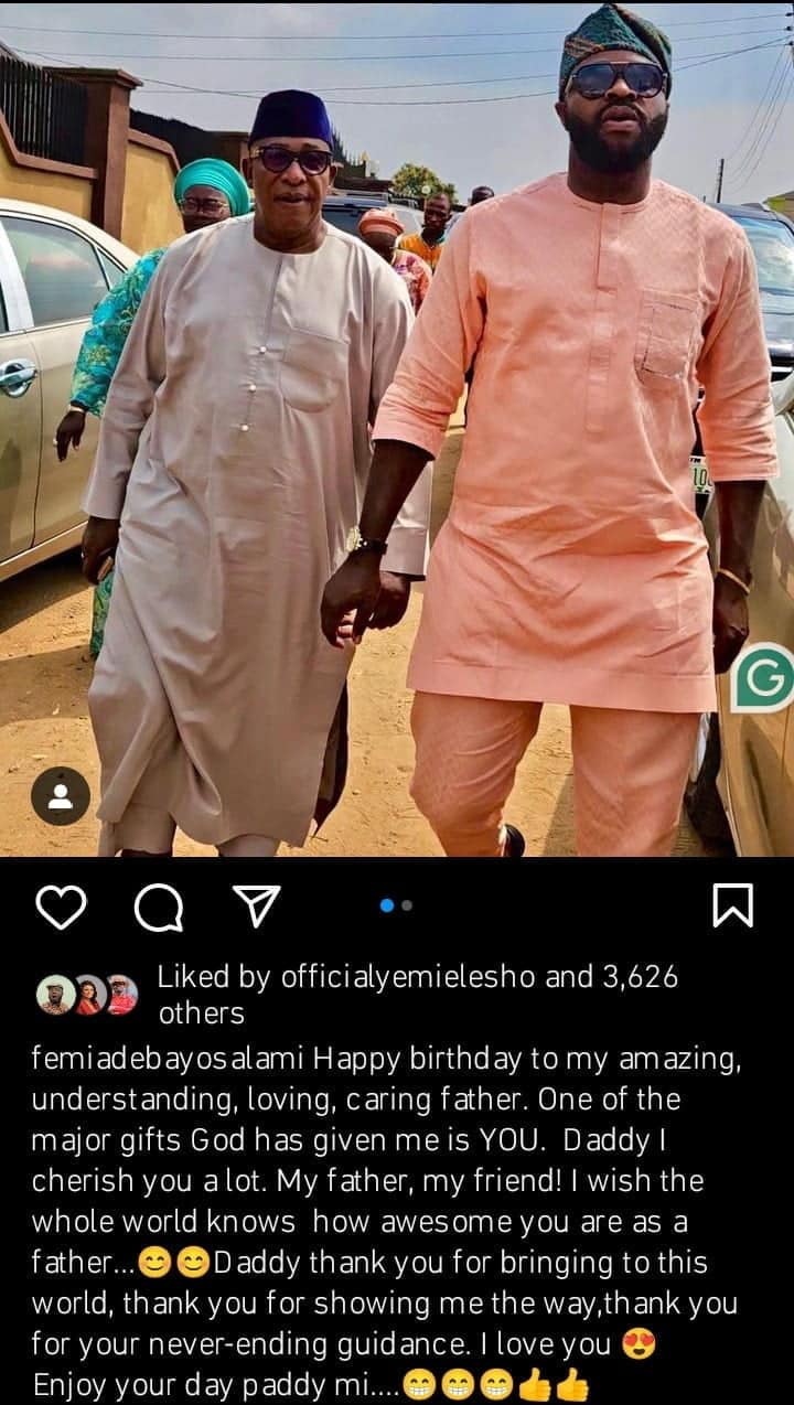 Femi Adebayo celebrates father as he turns 72