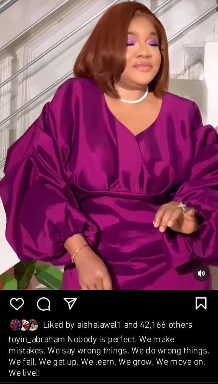 Toyin Abraham says nobody is perfect