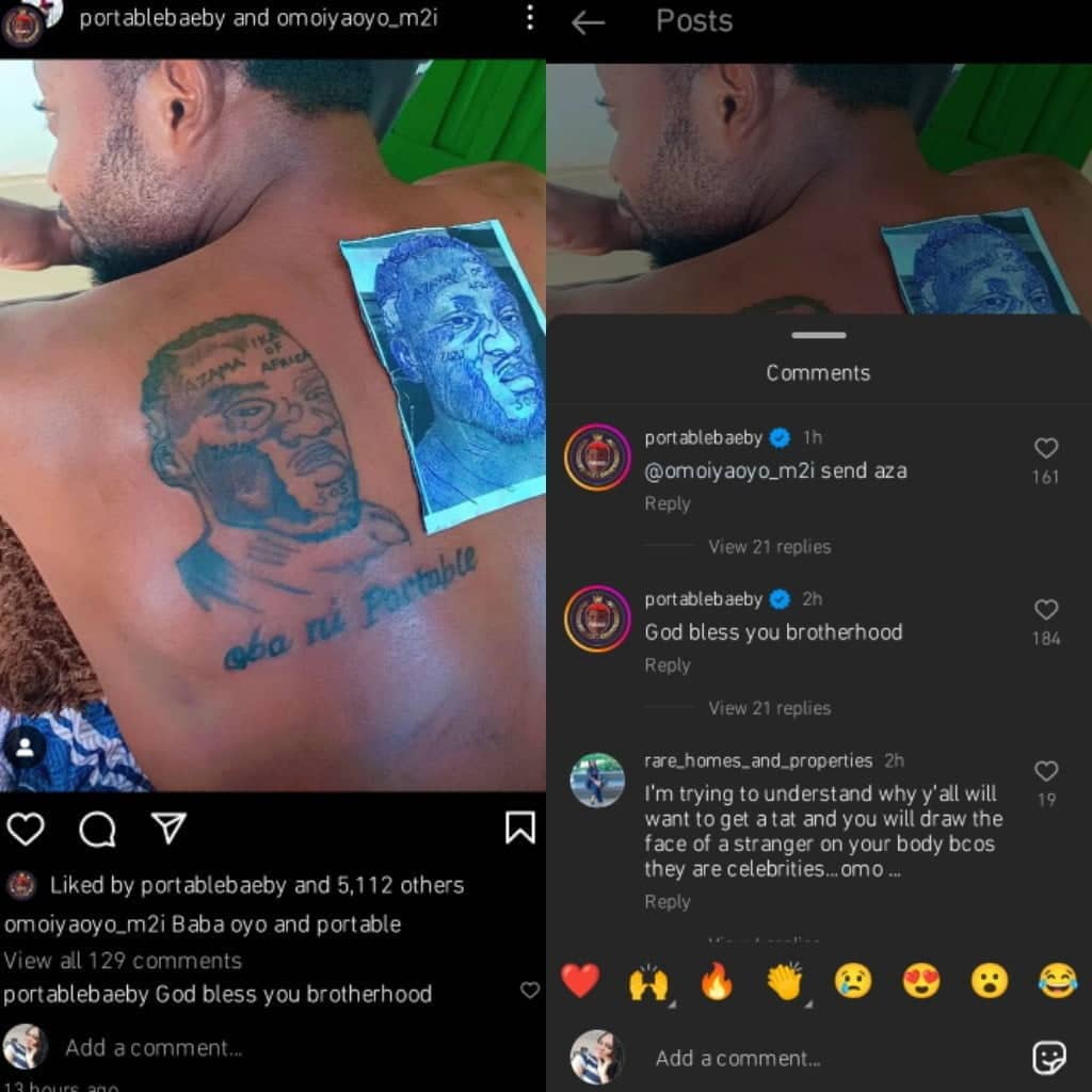 Fan tattoos Portable's face on his back